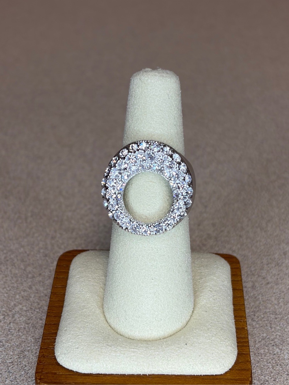 Camille Lucie Sparkling Cut-Out White CZ Circle Ring